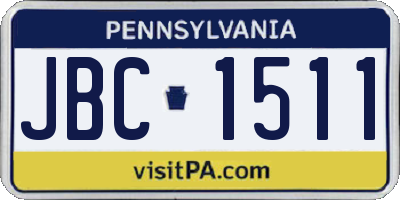 PA license plate JBC1511