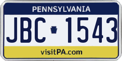 PA license plate JBC1543