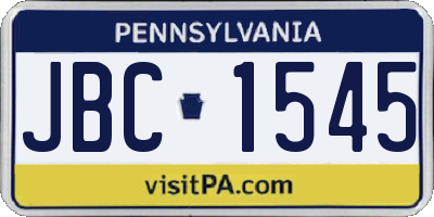 PA license plate JBC1545
