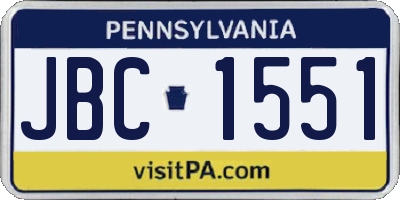 PA license plate JBC1551