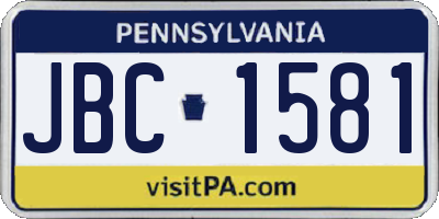 PA license plate JBC1581