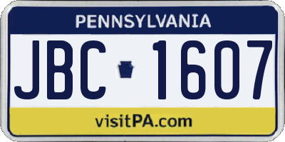 PA license plate JBC1607