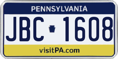 PA license plate JBC1608