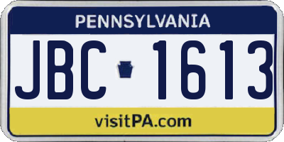 PA license plate JBC1613