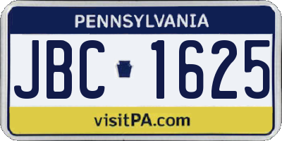 PA license plate JBC1625