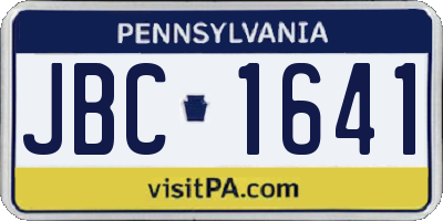 PA license plate JBC1641