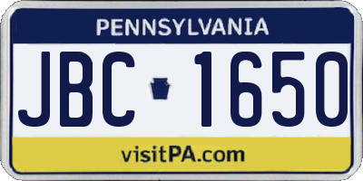 PA license plate JBC1650