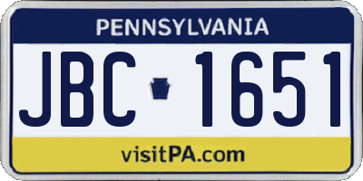 PA license plate JBC1651