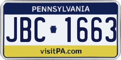 PA license plate JBC1663