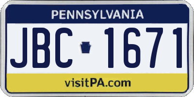 PA license plate JBC1671