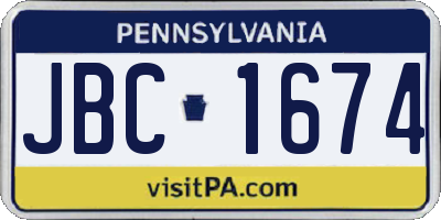 PA license plate JBC1674
