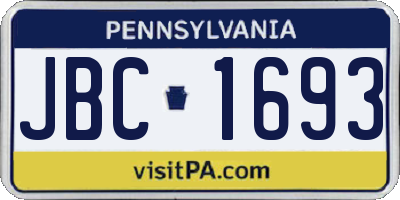 PA license plate JBC1693