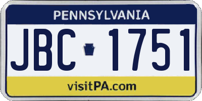 PA license plate JBC1751