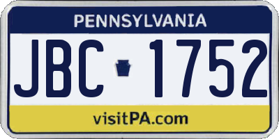 PA license plate JBC1752