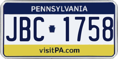 PA license plate JBC1758