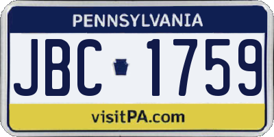 PA license plate JBC1759