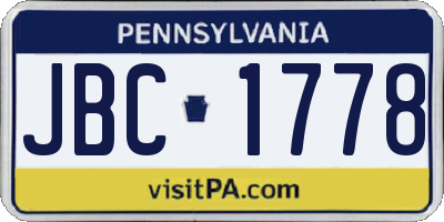 PA license plate JBC1778