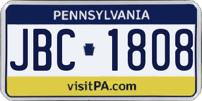 PA license plate JBC1808