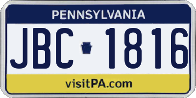 PA license plate JBC1816