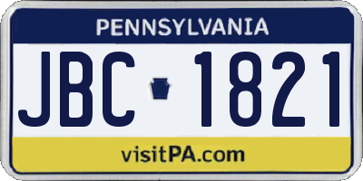 PA license plate JBC1821