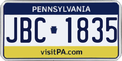 PA license plate JBC1835
