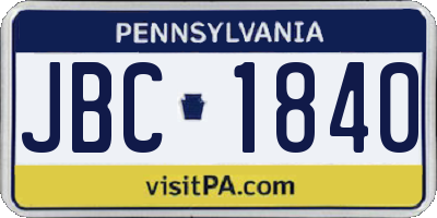 PA license plate JBC1840