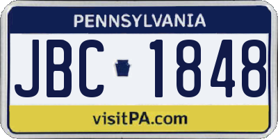 PA license plate JBC1848