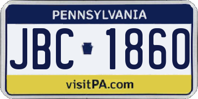 PA license plate JBC1860