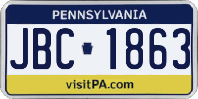 PA license plate JBC1863