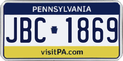 PA license plate JBC1869