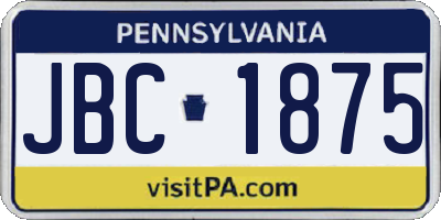 PA license plate JBC1875
