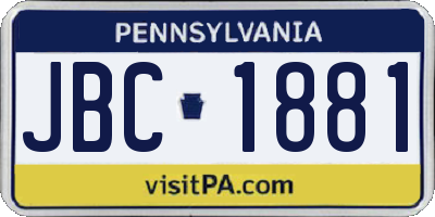 PA license plate JBC1881