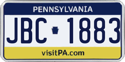 PA license plate JBC1883