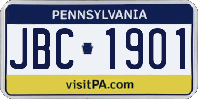PA license plate JBC1901