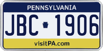 PA license plate JBC1906