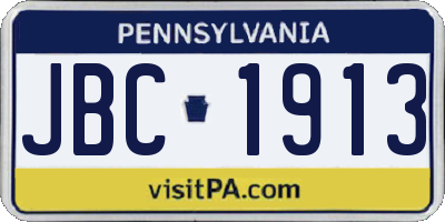 PA license plate JBC1913