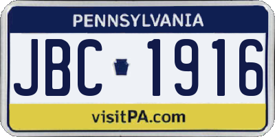 PA license plate JBC1916