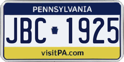 PA license plate JBC1925