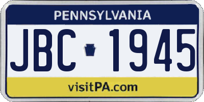PA license plate JBC1945