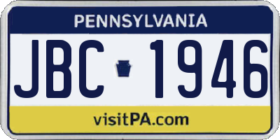 PA license plate JBC1946