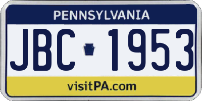 PA license plate JBC1953