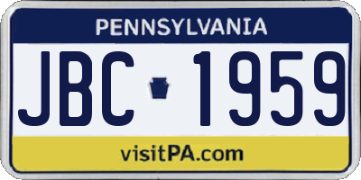 PA license plate JBC1959