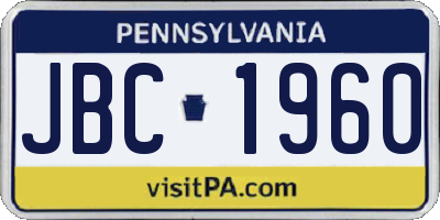 PA license plate JBC1960