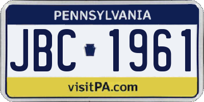PA license plate JBC1961