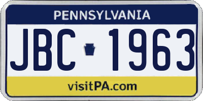 PA license plate JBC1963