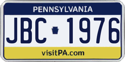 PA license plate JBC1976