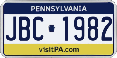 PA license plate JBC1982
