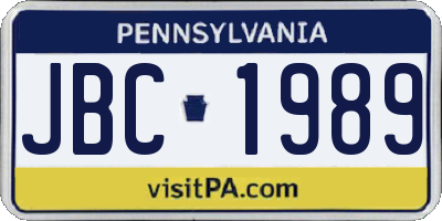 PA license plate JBC1989