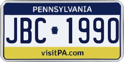 PA license plate JBC1990