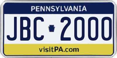 PA license plate JBC2000